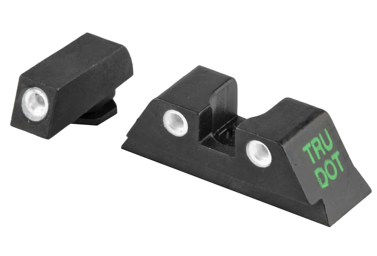 Meprolight USA Tru-Dot Night Sight Set for Glock 17/17L/19/22/23 - Green Tritium Front / Yellow Tritium White Outline Rear