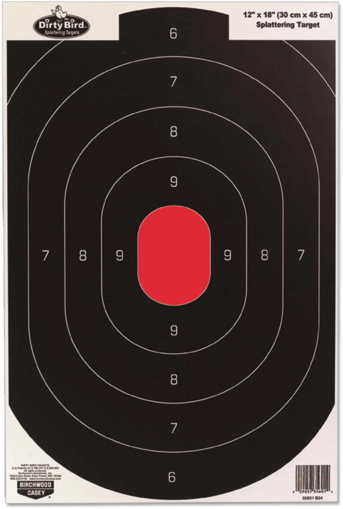Birchwood Casey Dirty Bird Silhouette Hanging Pistol Target 12" x 18" Black/White Splatter 8 Per Pack