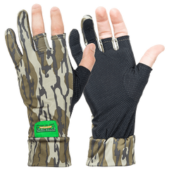 Primos Stretch Fit Mossy Oak Original BottomLand Fingerless Neoprene Gloves OSFA