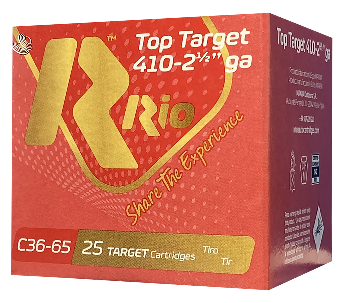 Rio Ammunition Top Target 410 Bore 2.50" 1/2 oz #7.5 Shot - Box or Case