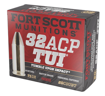 Fort Scott Munitions Tumble Upon Impact (TUI) 32 ACP 71gr Solid Copper Spun - Box or Case