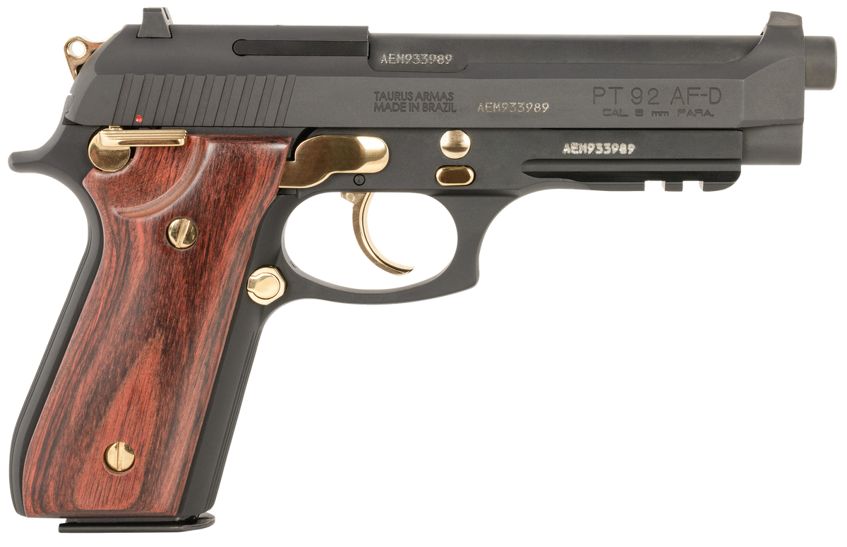 Taurus 92 9mm Luger 5" 17+1 Semi-Auto Pistol - Matte Black w/Gold Accents