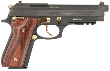Taurus 92 9mm Luger 5" 17+1 Semi-Auto Pistol - Matte Black w/Gold Accents