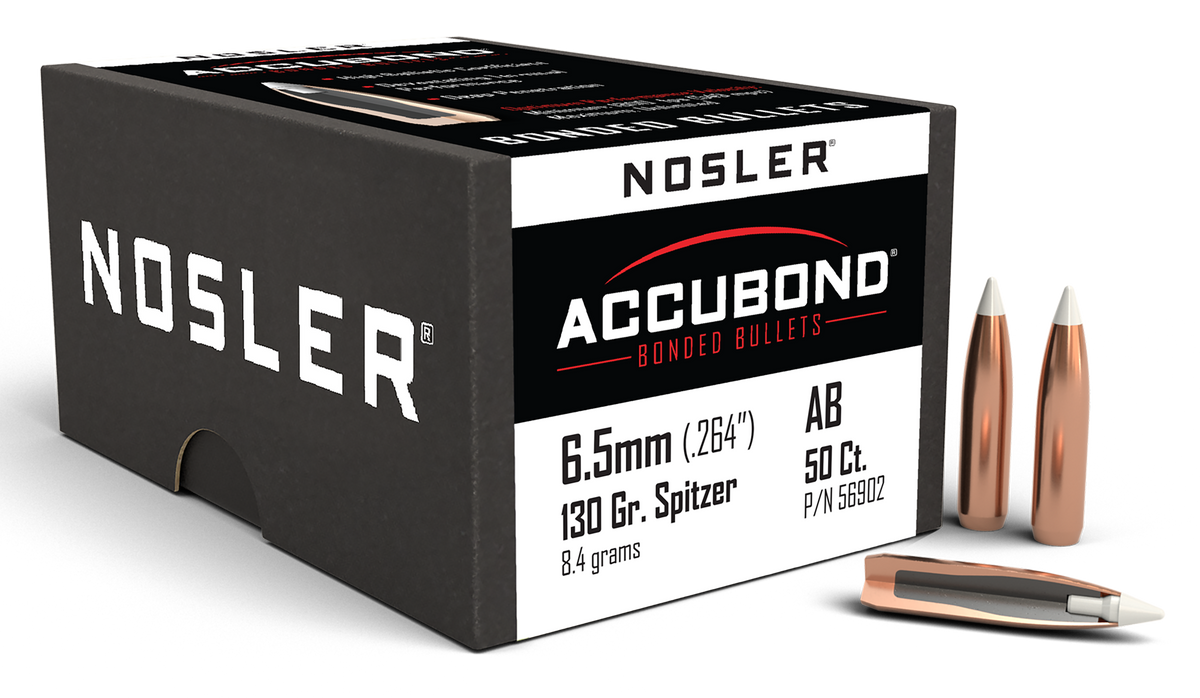 Nosler AccuBond 6.5 Creedmoor .264 130gr Spitzer Point Reloading Bullets - 50/Box
