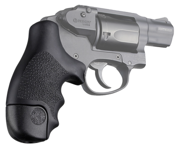 Hogue 60020 OverMolded Tamer Rubber Grip with Finger Grooves for S&W J-Frame Round Butt Bodyguard - Cobblestone Black