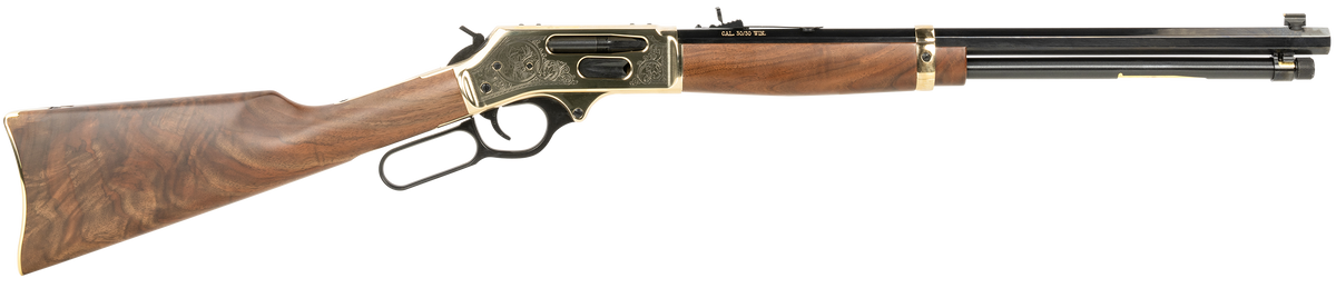Henry H009BGWL Wildlife 30-30 Win 5+1 20" Blued Octagon Lever-Action Rifle - Polished Brass Engraved Receiver