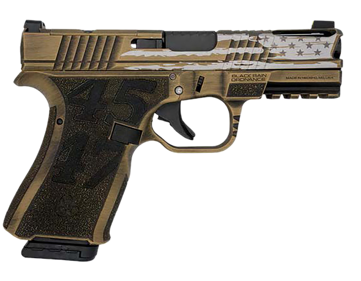 Black Rain Frontline+ Trump Custom 9mm Luger 4" 15+1 Semi-Auto Pistol - Gold Battleworn