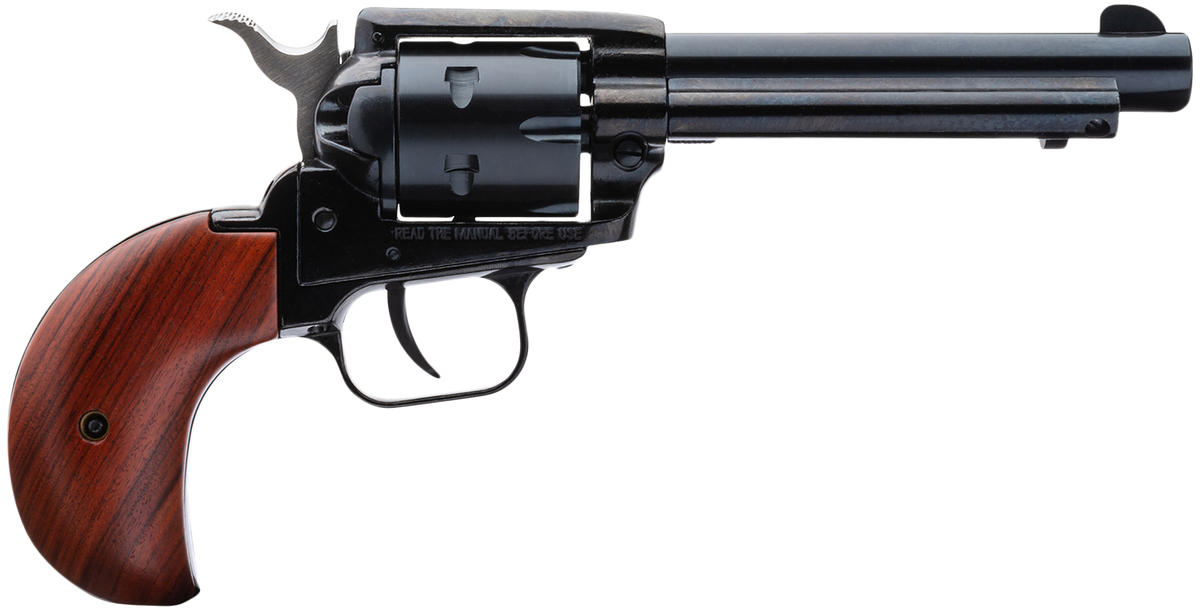 Heritage Mfg Rough Rider 22 LR/22 WMR 4.75" 6-Shot SAO Revolver - Cocobolo Bird Head Grip - Black
