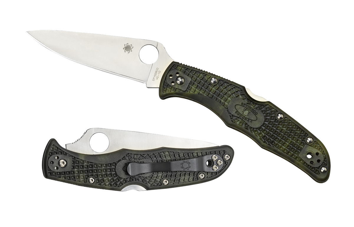 Spyderco Endura 4 Lightweight 3.80" Plain Satin VG-10 Zome Green FRN Folding Knife