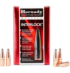 Hornady InterLock .338 Cal 250 gr Soft Point Recoil Proof Reloading Bullets - 100/Box