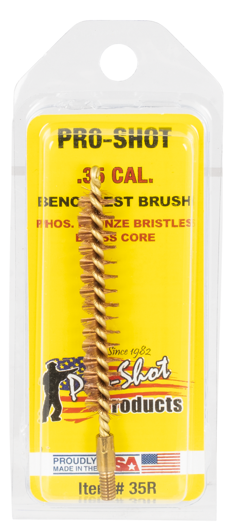 Pro-Shot 35R Bore Brush .35 Cal / 9mm Rifle #8-32 Thread Brass Core Bronze Bristle