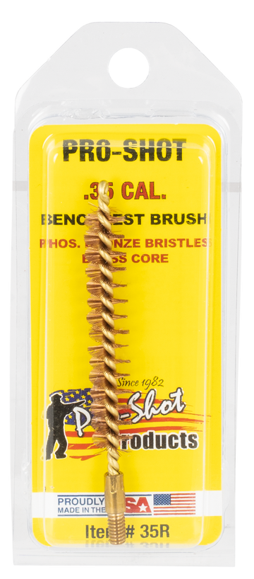 Pro-Shot 35R Bore Brush .35 Cal / 9mm Rifle #8-32 Thread Brass Core Bronze Bristle
