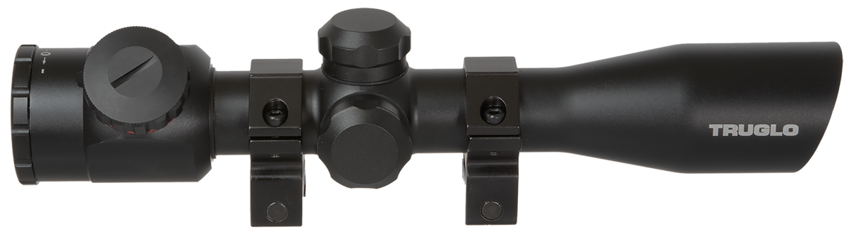 TruGlo 4x32mm Compact Crossbow Scope Illuminated Red/Green BDC Reticle - Black Matte w/ Rings