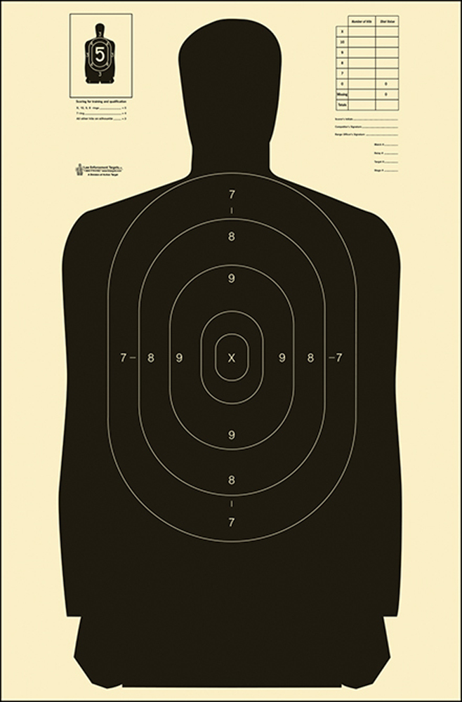 Action Target B-27S Qualification Standard Silhouette Heavy Paper Hanging Target Black/White 100/Box