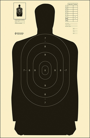 Action Target B-27S Qualification Standard Silhouette Heavy Paper Hanging Target Black/White 100/Box