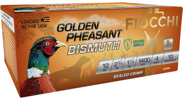 Fiocchi Golden Pheasant Bismuth 12 Gauge 2.75" 1-1/4oz #4 Shot 10 Bx/10 Cs - Box or Case