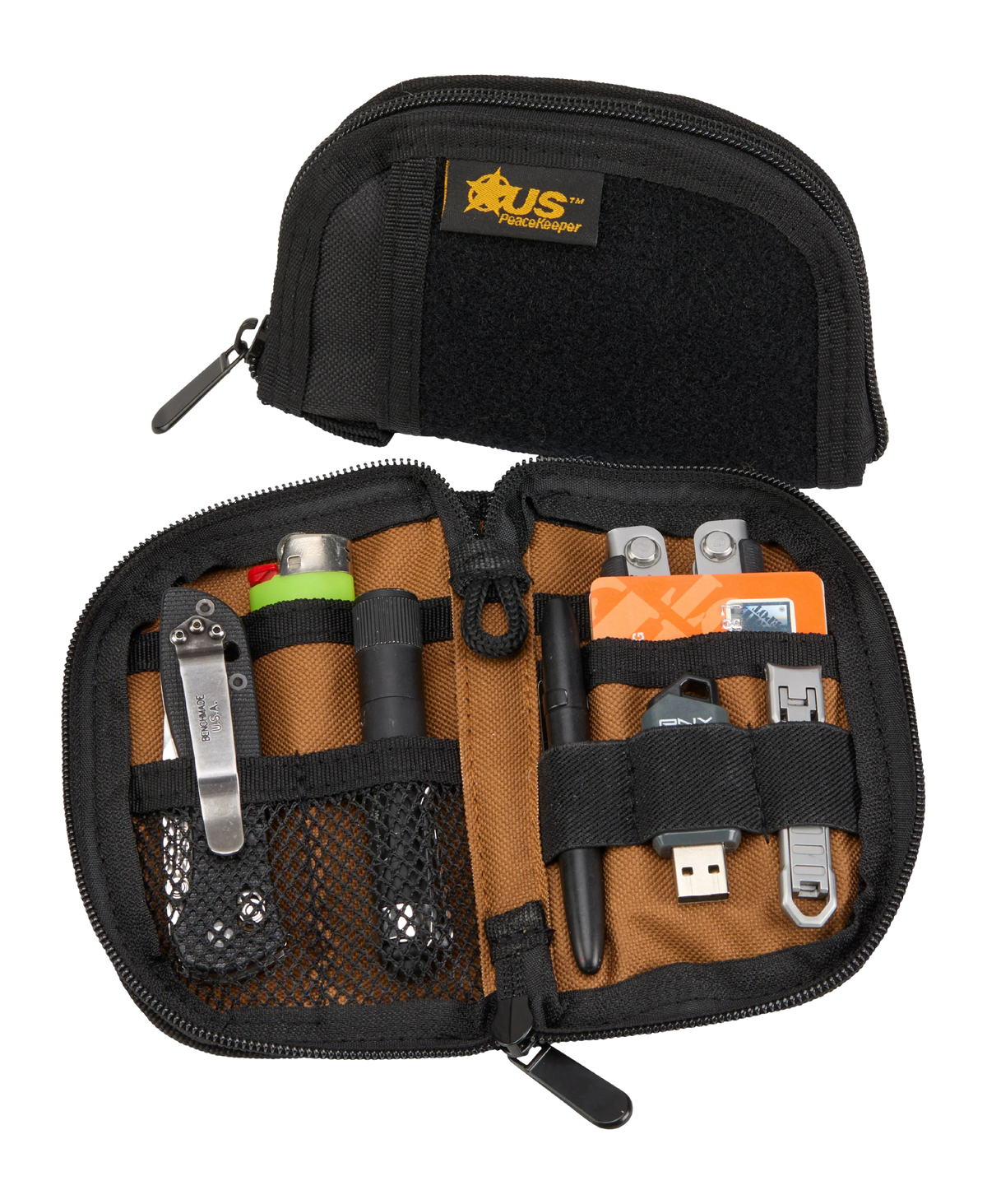 US PeaceKeeper P22039 EDC Pocket Organizer Black/Tan 1000 Denier Nylon