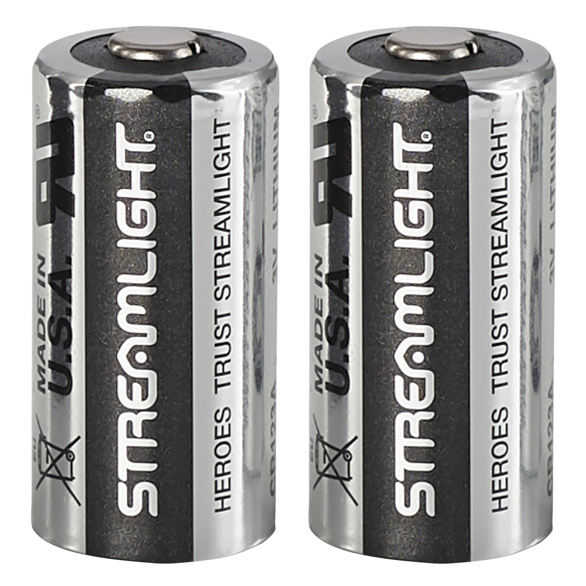Streamlight 85175 CR123A Lithium 3V 1400 mAh Batteries 2-Pack - Silver / Black