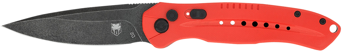 CobraTec Knives Diablo 3.50" Folding Automatic Black Stonewashed D2 Steel Red G10 Handle