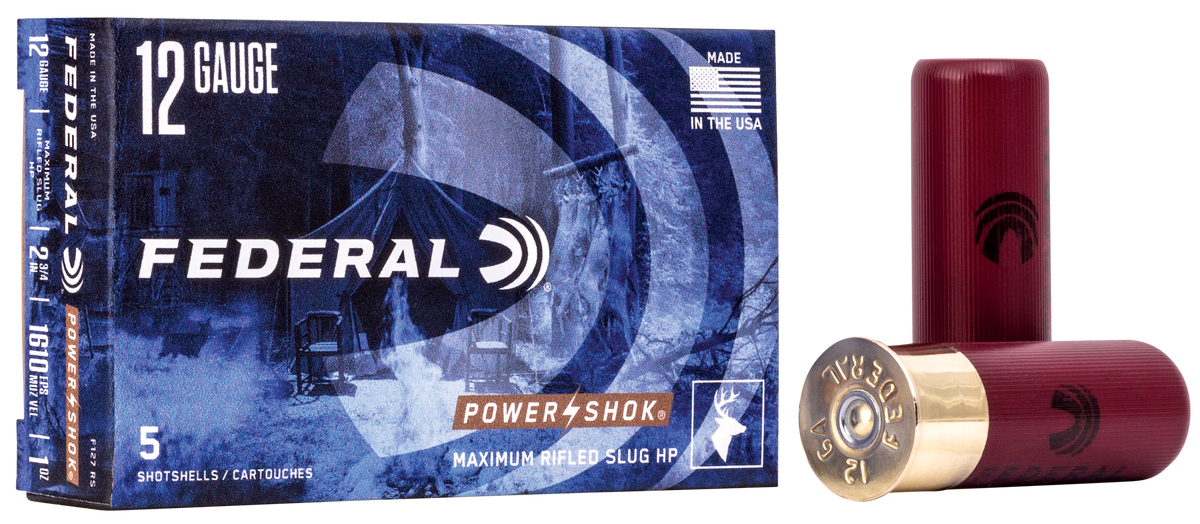 Federal F127RS Power-Shok 12 Gauge 2.75 1oz Rifled Slug 5 Rd - Box or Case