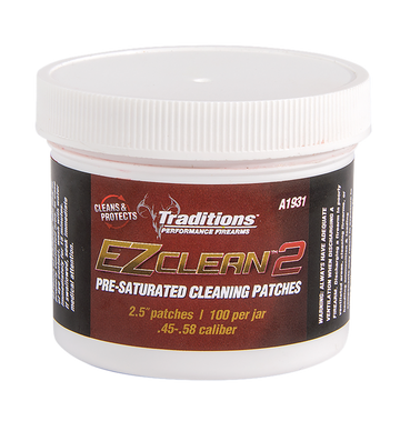 Traditions A1931 EZ Clean 2 Pre-Saturated Cleaning Patches .45-.58 Cal 100/Jar