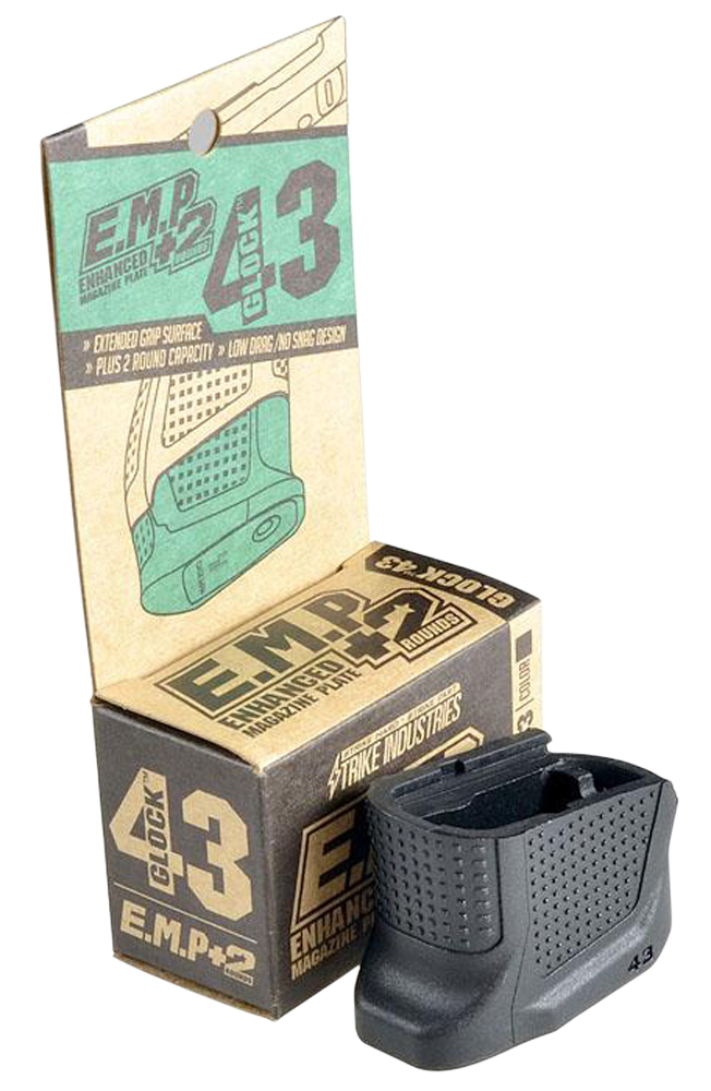 Strike Industries Enhanced Magazine Plate +2 for Glock 43 Black Polymer