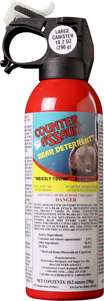 Counter Assault Bear Spray 10.20 oz Capsaicin 32 ft / 7-Second Bear Deterrent