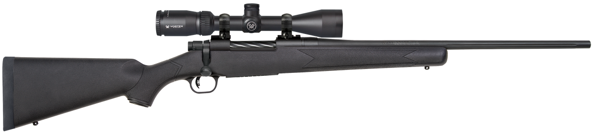 Mossberg Patriot 22-250 Rem 22" 5+1 Bolt-Action Rifle - Black Synthetic Stock, Fluted Barrel, Vortex 3-9x40mm