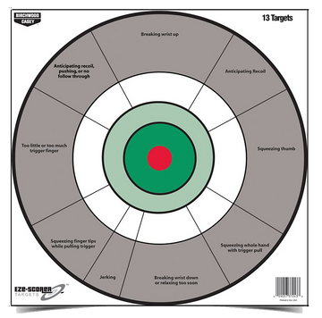 Birchwood Casey 37245 EZE-Scorer 12 in Handgun Trainer Bullseye Paper Target Gray/White 13 Pkg
