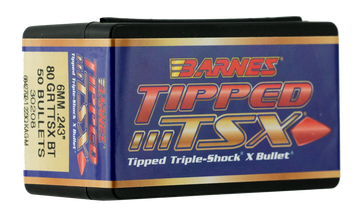 Barnes Bullets Tipped TSX 6mm .243 80gr TTSX Boat Tail 50/Box
