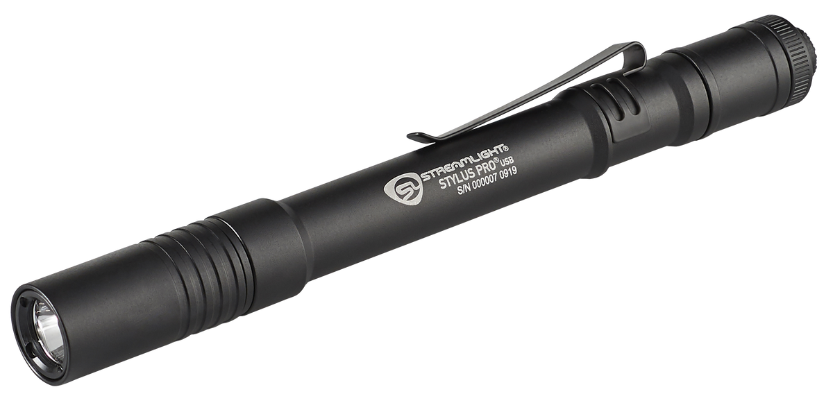 Streamlight 66133 Stylus Pro USB PenLight Black Anodized 90/350 Lumens White LED