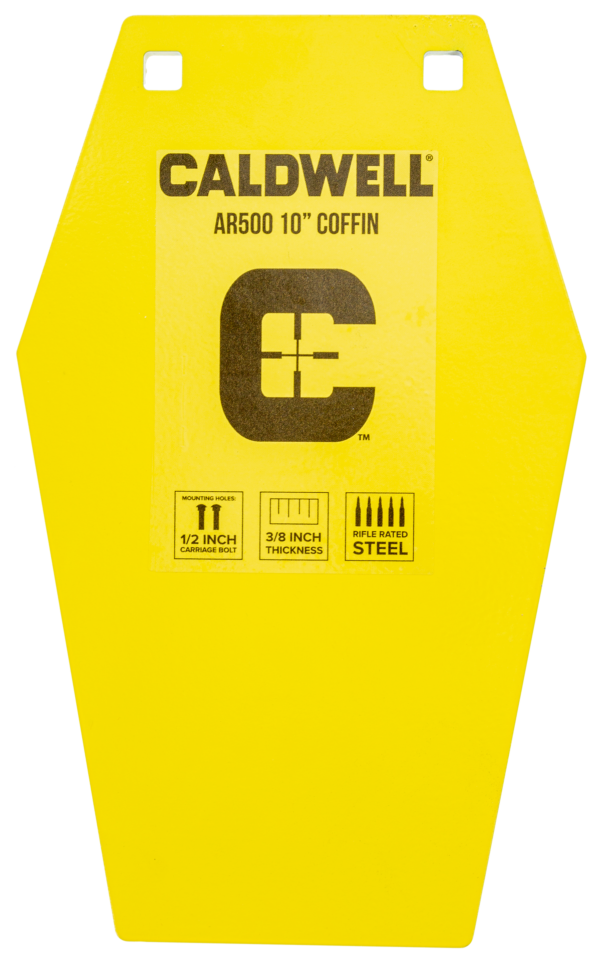 Caldwell 10" Coffin AR500 Steel Hanging Target - Yellow Powder Coat