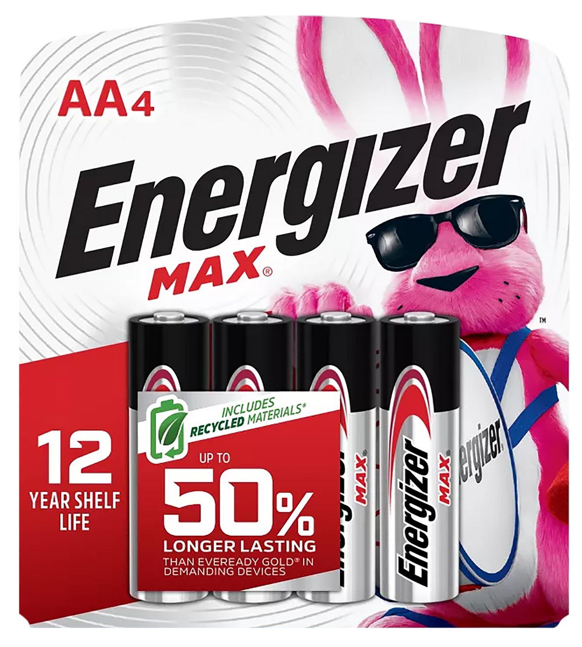 Energizer E91BP4 MAX AA 1.5V Alkaline Batteries (4-Pack) - Silver