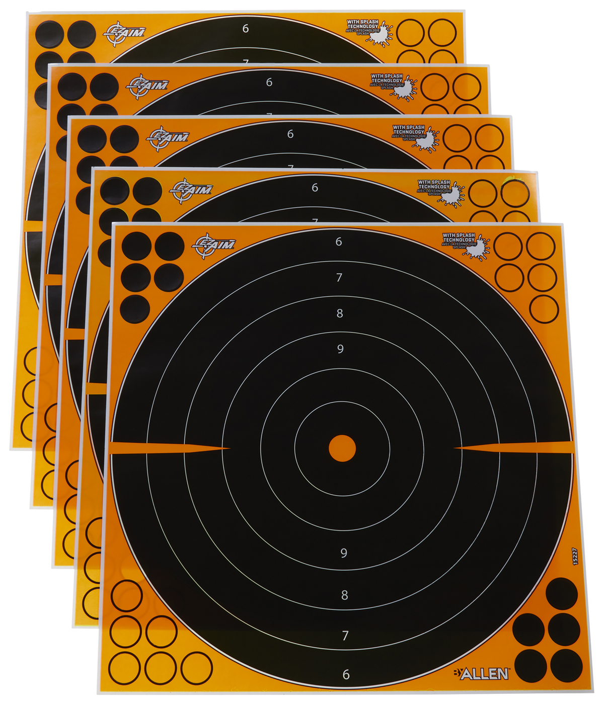 EZ-Aim 15227 Splash Reactive Self-Adhesive Paper 16" Bullseye Black/Orange - 5 Pack