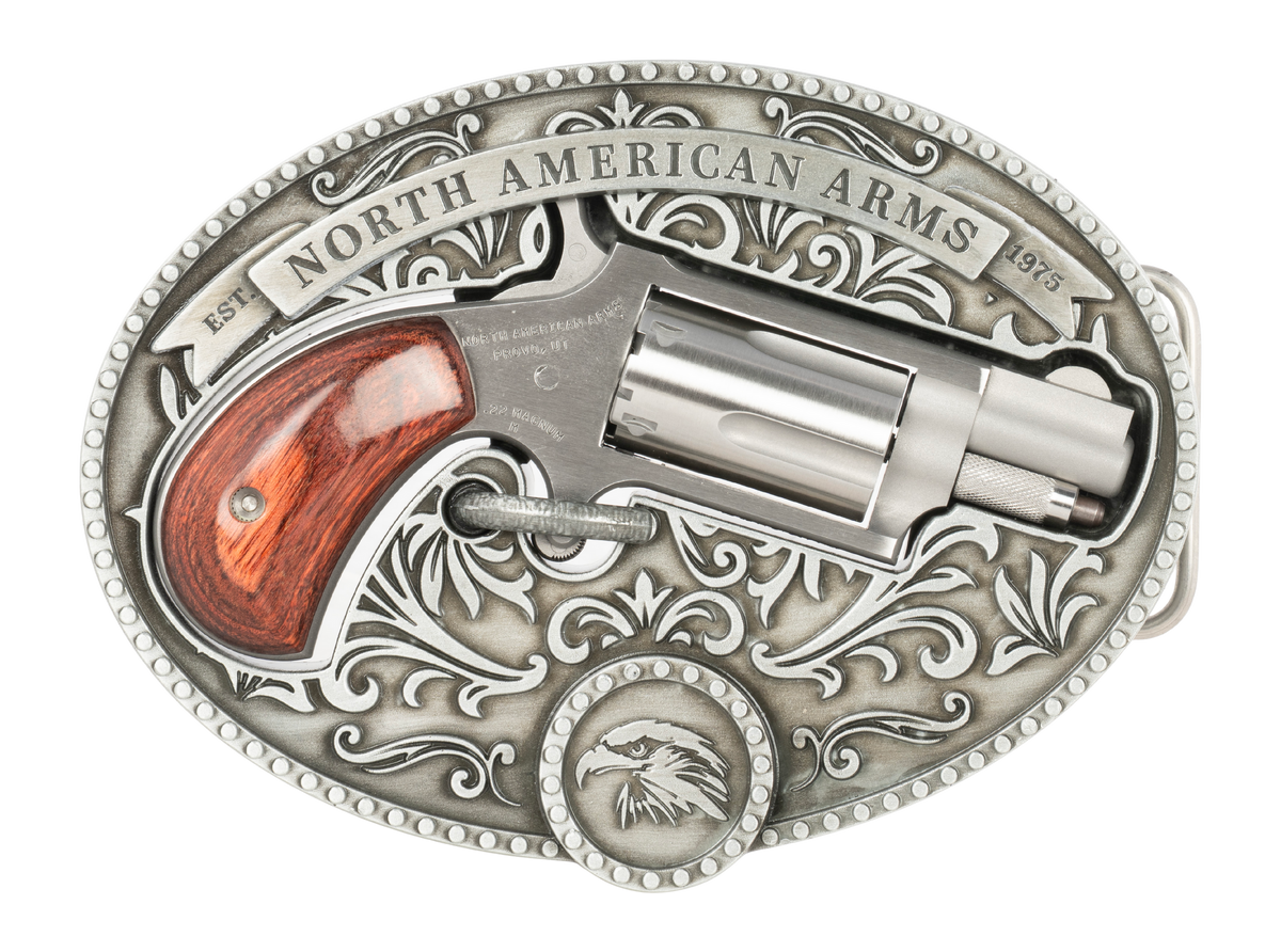 North American Arms Chuckwagon 22 Mag 1.13" 5-Shot SAO Mini-Revolver - Belt Buckle