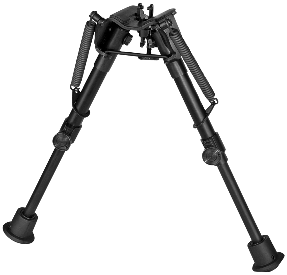 Harris 1A2-BR2 Bipod Non-Swivel 6-9" Swivel Stud Rubber Feet - Black Steel/Aluminum