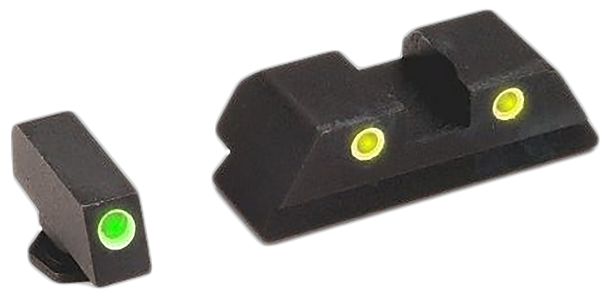 Ameriglo GL121 Classic Tritium Sight Set for Glock Gen 1-4 10mm/.45/.357 - Green Tritium Front / Yellow Tritium Rear 3-Dot