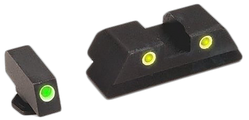 Ameriglo GL121 Classic Tritium Sight Set for Glock Gen 1-4 10mm/.45/.357 - Green Tritium Front / Yellow Tritium Rear 3-Dot