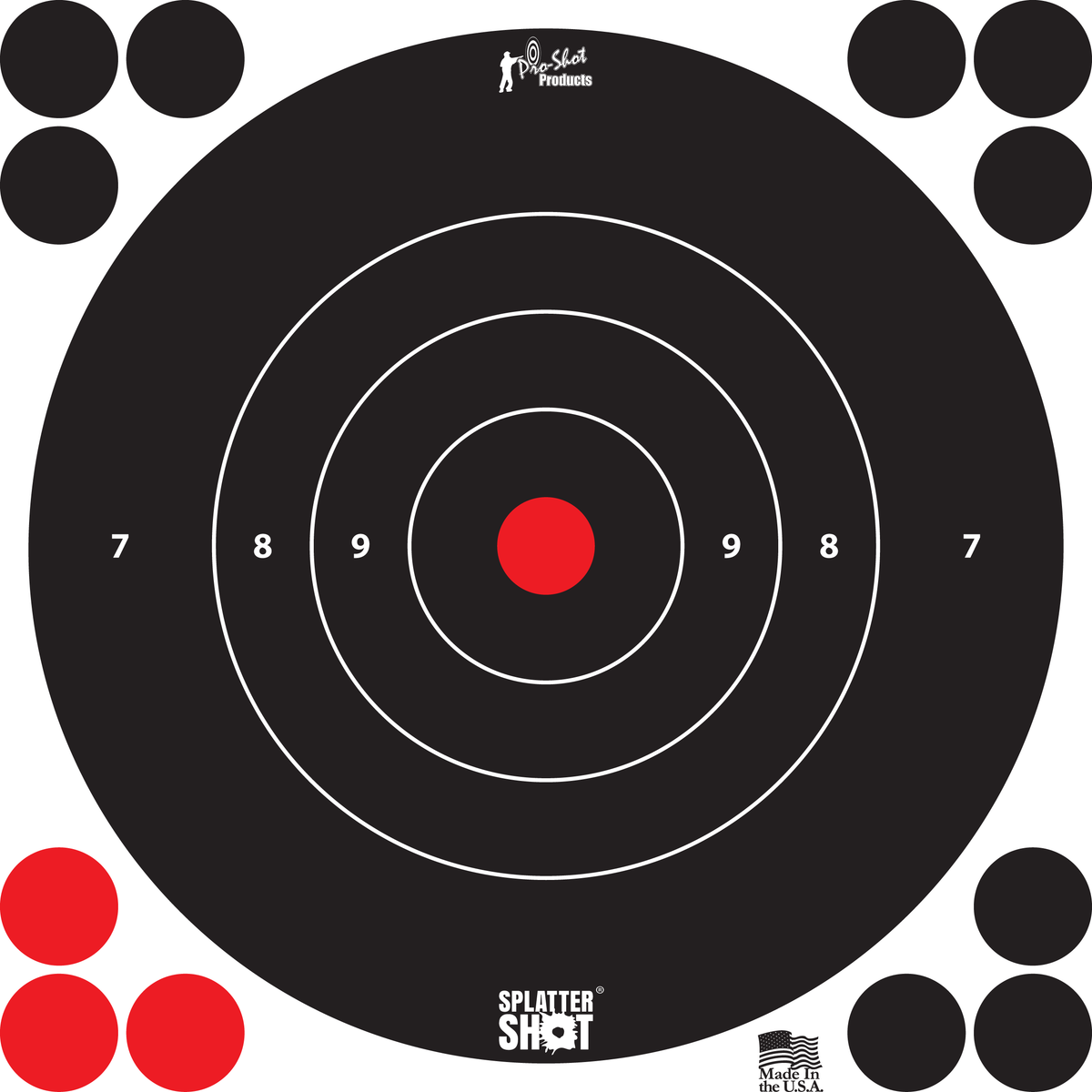 Pro-Shot SplatterShot 8" Bullseye Self-Adhesive Paper Target 6 Pack - Black/White