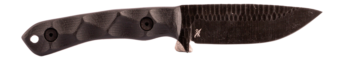 Stroup Knives GP2 3.5" Fixed Blade Drop Point Plain Acid Etched 1095 High Carbon Steel - Black G10 Handle