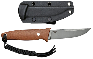 Civivi Knives Tamashii 4.07" Fixed Straight Back Plain D2 Steel - Brown Canvas Micarta Handle