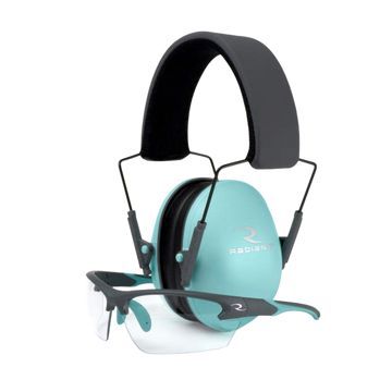 Radians G4 Junior Range Combo 21 dB Lowset Earmuff + Clear Lens Shooting Glasses Charcoal Gray/Aqua