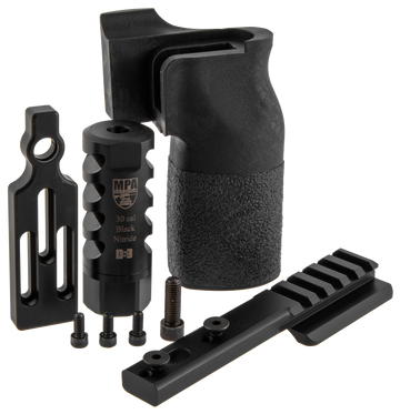 MasterPiece Arms 6.5 PMR Accessory Bundle - DN3 Muzzle Brake, Vertical Grip, V4 Spigot Mount & Bag Rider