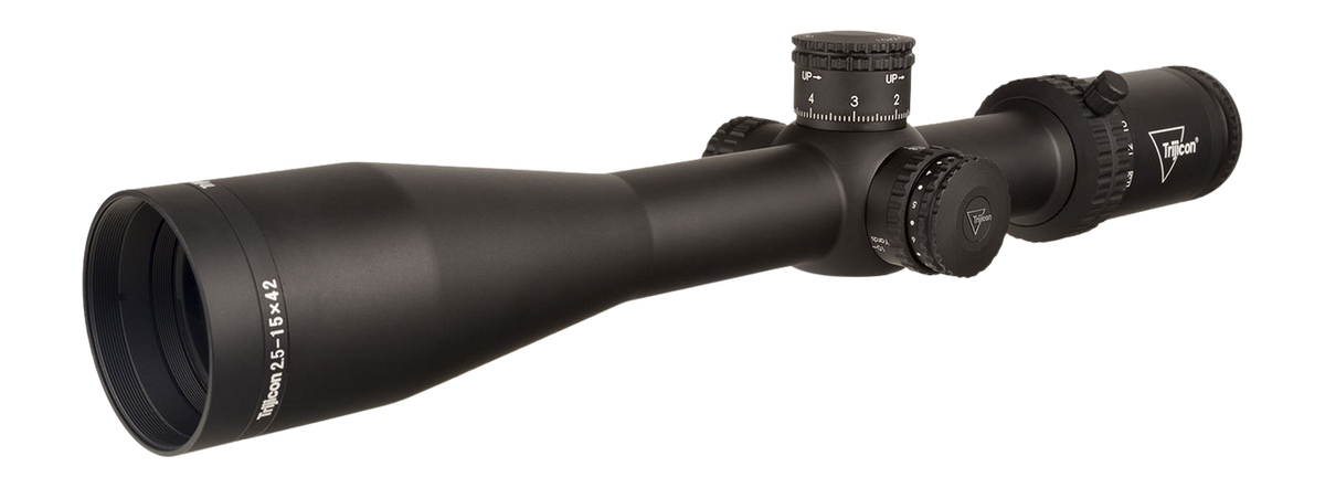 Trijicon Credo HX 2.5-15x42 LED Illuminated Red MRAD Center Dot 30mm Riflescope - Matte Black