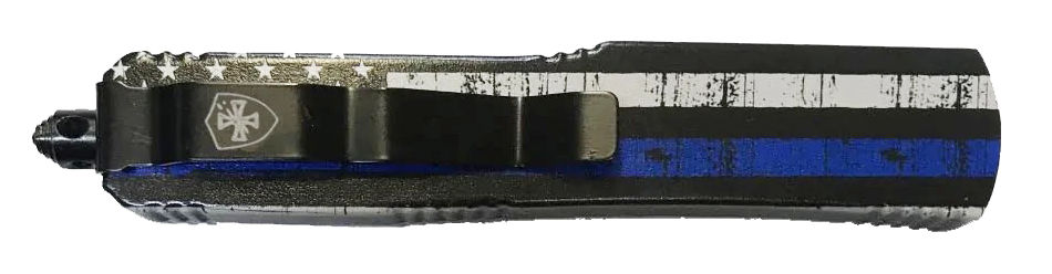 Templar Knife Gen II Back The Blue Slim 3.43" OTF Drop Point Plain 440C Black Oxide Stonewashed Aluminum Handle