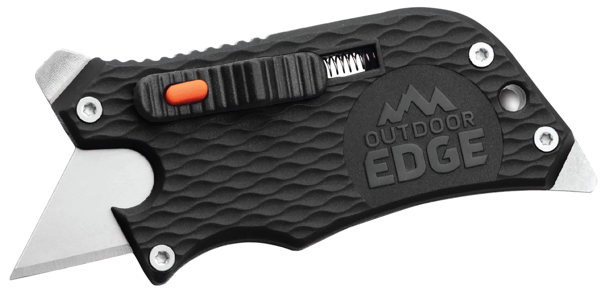 Outdoor Edge SlideWinder 3.50" Folding Plain Razor Blade Black GNR/SS Handle Multi-Tool