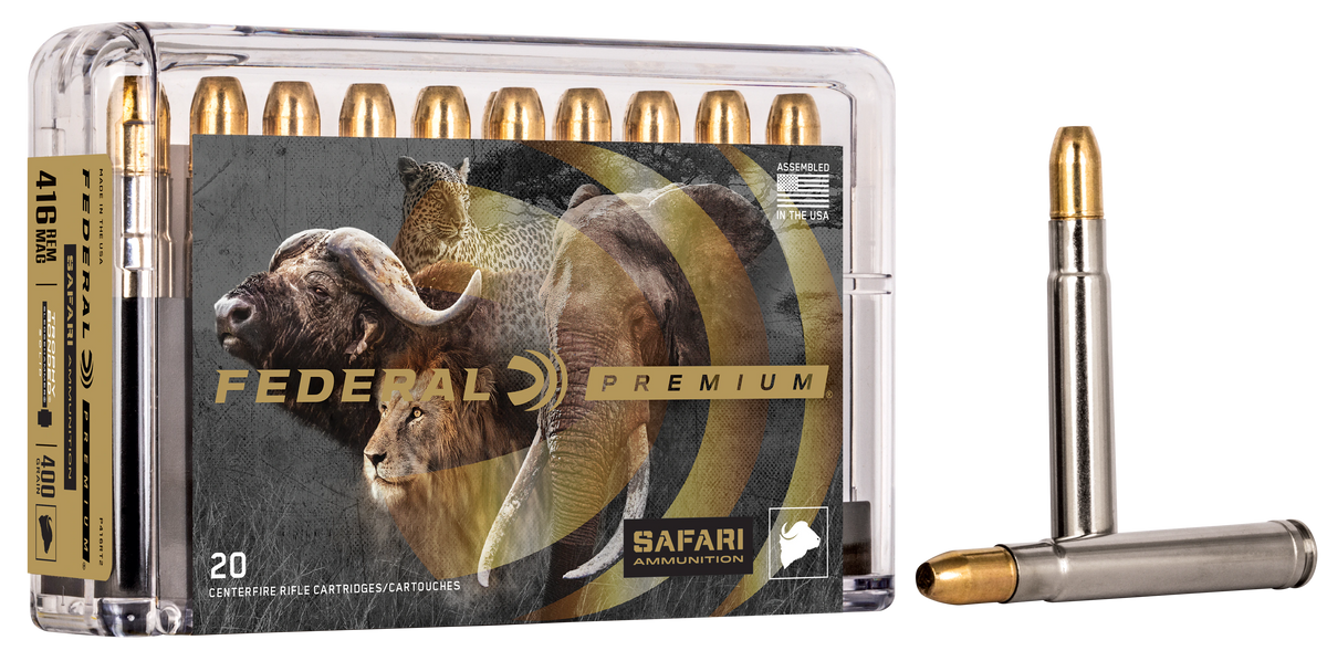 Federal P416RT2 Premium Safari Cape-Shok 416RemMag 400gr Trophy Bonded Sledgehammer Solid 20 Per Box/10 Case
