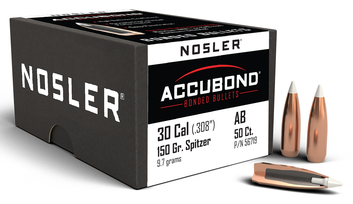 Nosler AccuBond 30 Cal .308 150gr Spitzer Point Boat Tail 50/Box