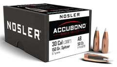 Nosler AccuBond 30 Cal .308 150gr Spitzer Point Boat Tail 50/Box