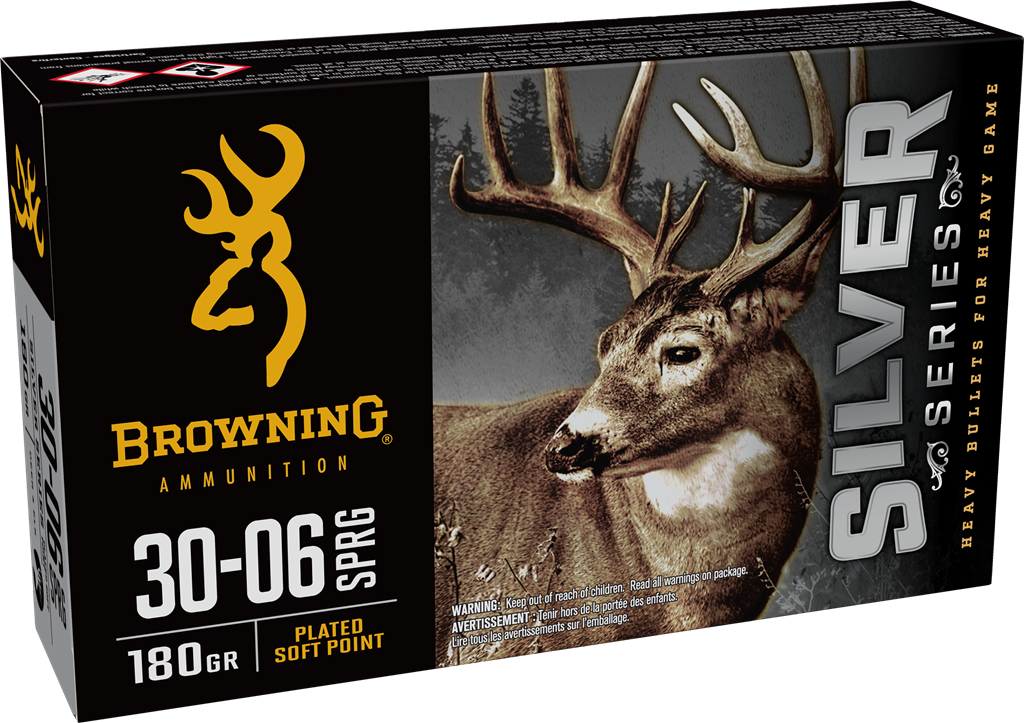 Browning Ammo Silver 30-06 Springfield 180gr Plated Soft Point 20rd Box - Box or Case